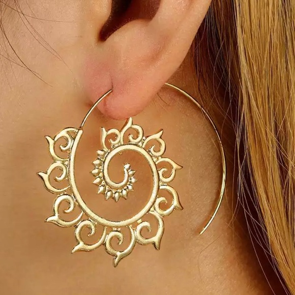 My Added Sparkle Jewelry - 3/$30 Gold Boho Spiral Earrings
